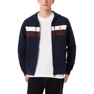 Lacoste Men’s Zipped Colorblock Hoodie(Navy Blue/Flour/Red Vermouth)