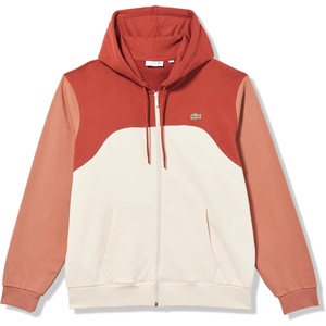 Lacoste Men’s Zipped Colorblock Hoodie(Off White  Maroon  & Clay)