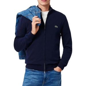 Lacoste Men’s Zipped High Neck Cotton Sweater(Navy Blue)