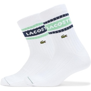 Lacoste Unisex 2-Pack Ribbed Cotton Socks(White / Green / Navy Blue)