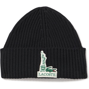 Lacoste Unisex Adult New York Wool Badge Beanie(Black)