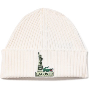 Lacoste Unisex Adult New York Wool Badge Beanie(White)
