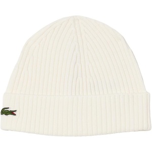 Lacoste Unisex Adult Rib Knit Brushed Wool Beanie(Bone)