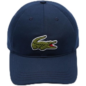 Lacoste Unisex Contrast Strap and Oversized Crocodile Cotton Cap(Navy)
