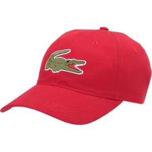 Lacoste Unisex Contrast Strap and Oversized Crocodile Cotton Cap(Red)