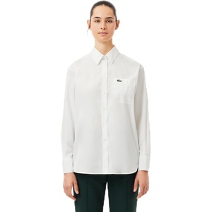 Lacoste Women’s Core Collection Oversized Fit Long Sleeve Solid Shirt(Flour)