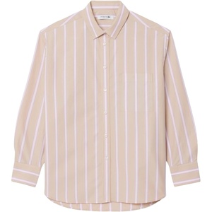 Lacoste Women’s Oversized Cotton Poplin Shirt(Lionne/Albizia/Flour/Navy)