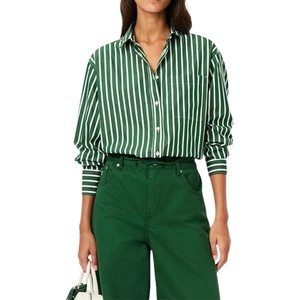 Lacoste Women’s Oversized Popeline Long Sleeve Shirt(Green/White)