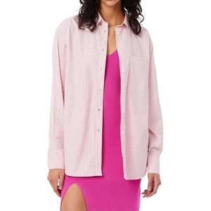 Lacoste Women’s Oversized Popeline Long Sleeve Shirt(Pink/Blush/White)