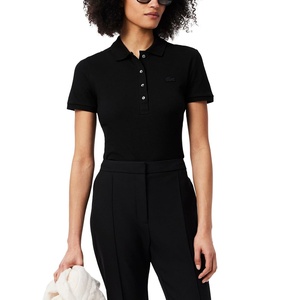 Lacoste Women’s Short Sleeve Slim Fit Stretch Pique Polo Shirt(Deep Black)