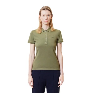 Lacoste Women’s Short Sleeve Slim Fit Stretch Pique Polo Shirt(Khaki)