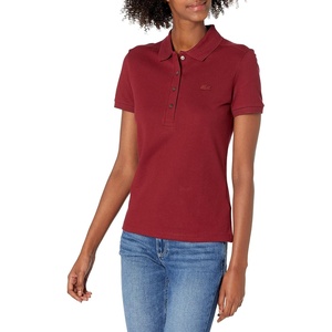 Lacoste Women’s Short Sleeve Slim Fit Stretch Pique Polo Shirt(Pinot Red)
