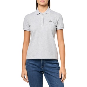 Lacoste Women’s Short Sleeve Slim Fit Stretch Pique Polo Shirt(Silver Grey Chine)