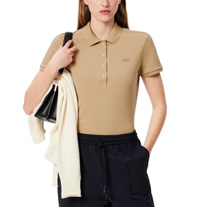 Lacoste Women’s Short Sleeve Slim Fit Stretch Pique Polo Shirt(Viennese Beige)