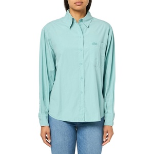 Lacoste Women’s Summer Pack Oversized Fit Long Sleeve Solid Shirt(Eco Blue)