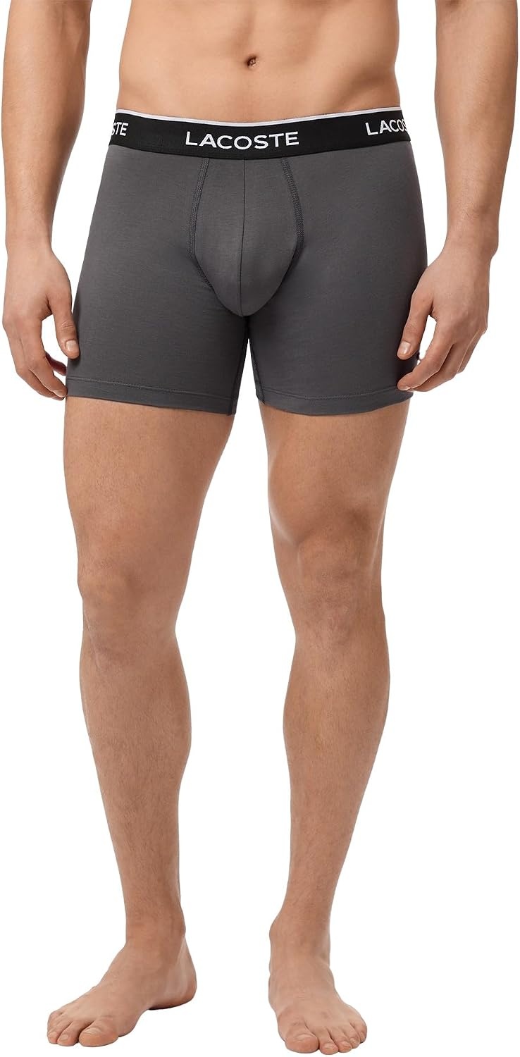 image:imageLacoste Cotton Stretch Essentials Trunks 3packBlackWhiteFont