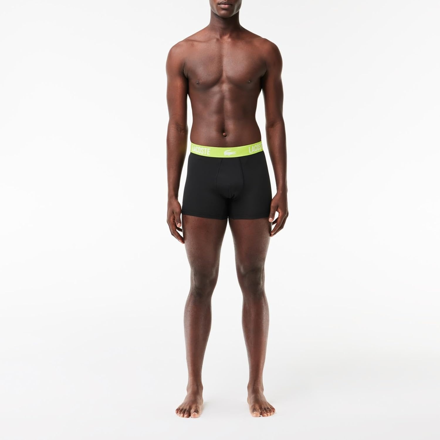 image:imageLacoste Cotton Stretch Essentials Trunks 3packGraphite With BlackBright Lime Waistbands