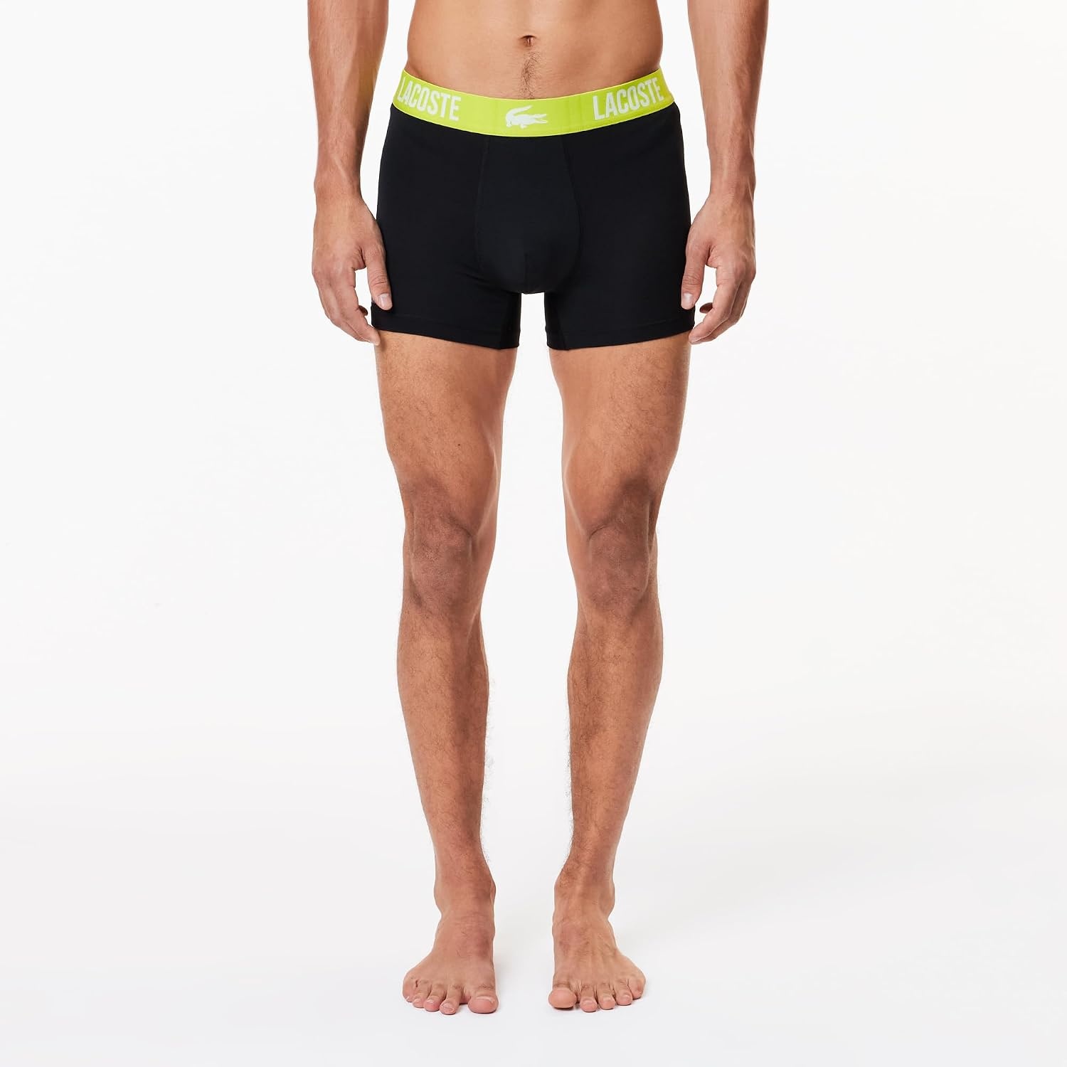 image:imageLacoste Cotton Stretch Essentials Trunks 3packGraphite With BlackBright Lime Waistbands