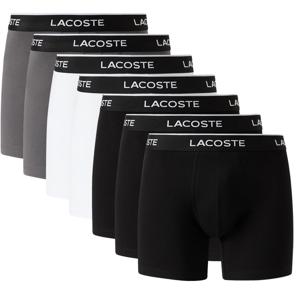 image:imageLacoste Cotton Stretch Essentials Trunks 3packBlackWhiteFont