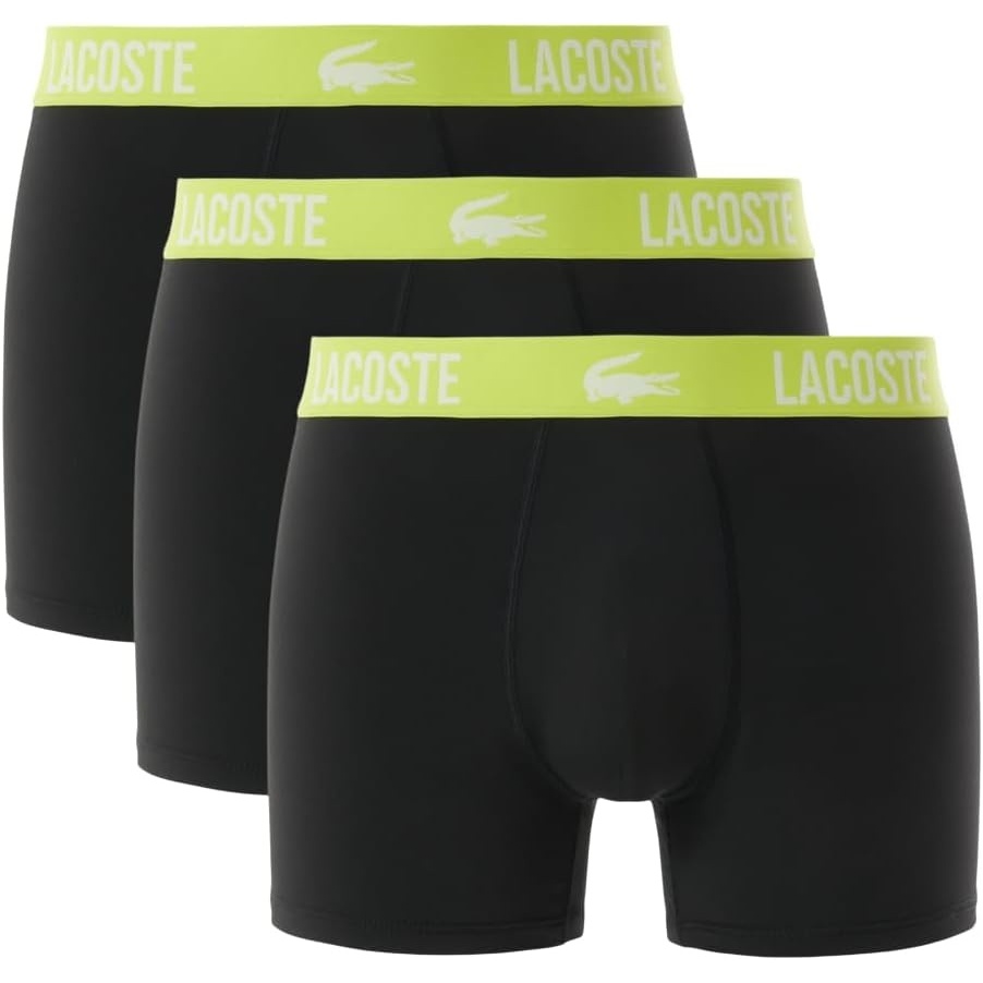image:imageLacoste Cotton Stretch Essentials Trunks 3packGraphite With BlackBright Lime Waistbands