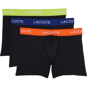 Lacoste Cotton Stretch Essentials Trunks 3-pack(Black With Royal Blue/Sunset Orange/Neon Yellow Waistbands)