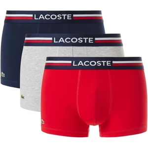 Lacoste Cotton Stretch Essentials Trunks 3-pack(Navy Blue/Grey/Red)